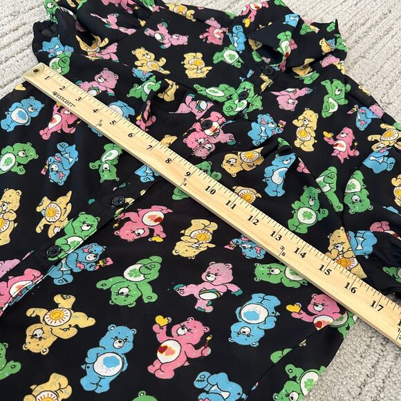 Care Bears Modern Button Collar Shirt Womens Size Small Black By Unique Vintage - Picture 9 of 11